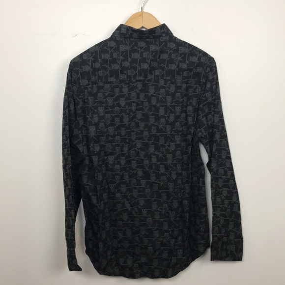 NWT Straight Faded Button Down Shirt Owl Pattern - Picture 5 of 8